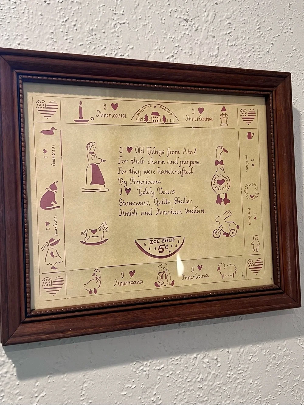 Vintage 1986 Designs With Scissors Americana Folk Art Framed Decor
